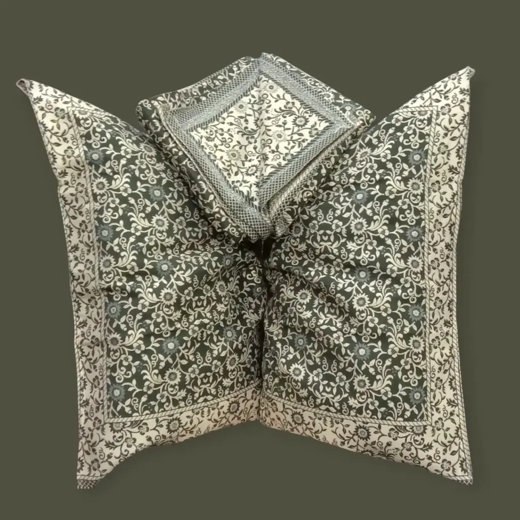 Pure Jacquard Dark Green Double Bedsheet 90x100 with 2 Pillow Covers