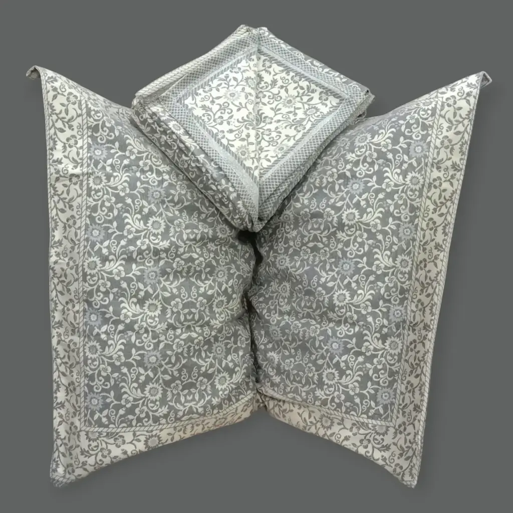 Pure Jacquard Silver Double Bedsheet 90x100 with 2 Pillow Covers